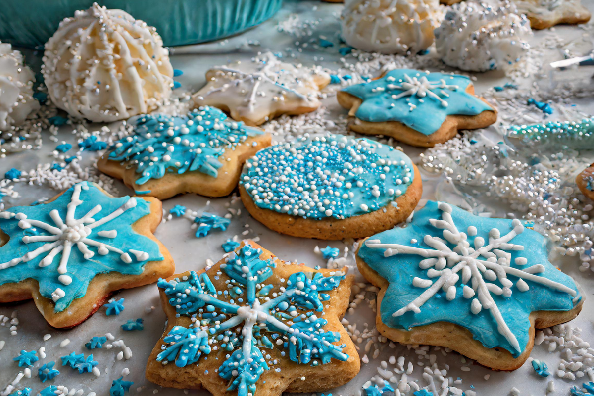 blue frosted sugar cookies